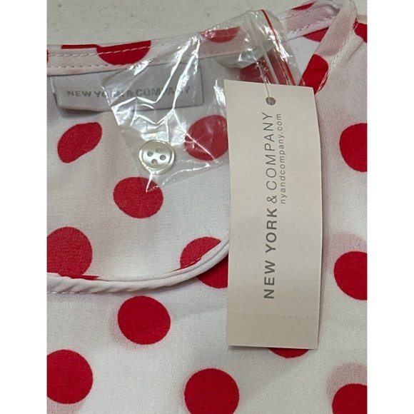 New York & Company Blouse Red Polka Dots 100% Polyester Women's Size S (NWT) - Picture 14 of 16
